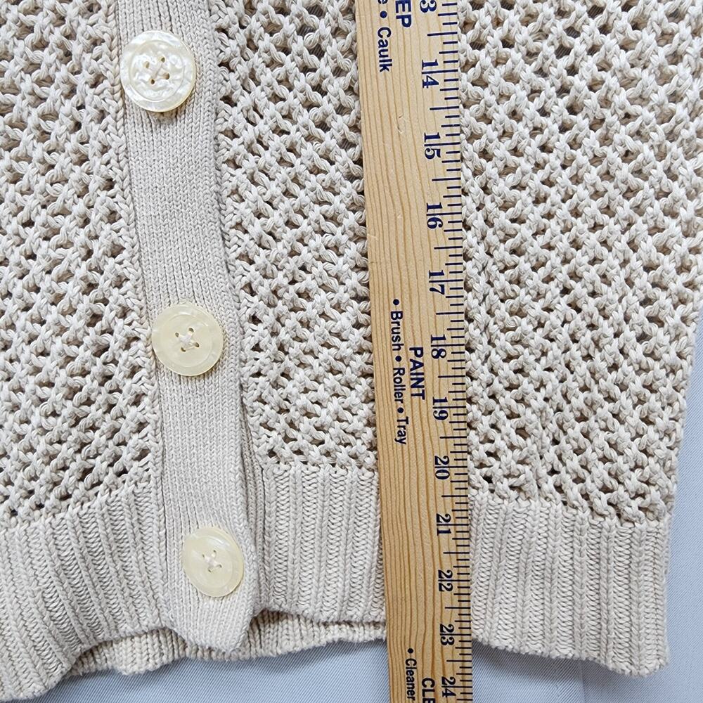 GAP Sweater Women’s Small/Med Tan Button-Up Cardigan Open Knit Sheer Lightweight - Picture 9 of 11